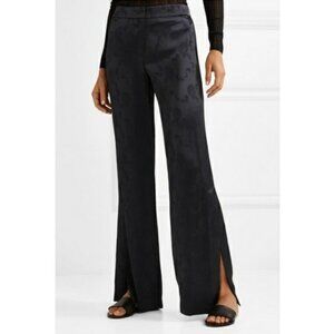 THEORY Midnight Blue Satin-jacquard wide-leg pants